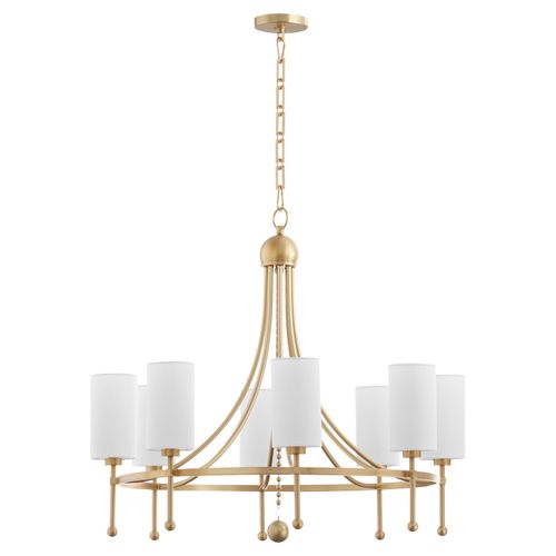 Aged Brass Eight Light Chandelier from the Lee Boulevard Collection
