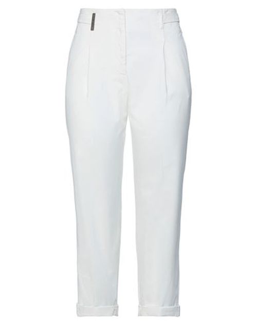 Peserico Woman Pants White Size 6 Cotton, Elastane, Soft Leather