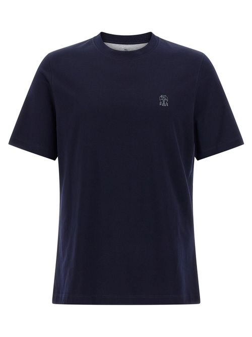 Logo-Embroidered Cotton T-shirt — Navy