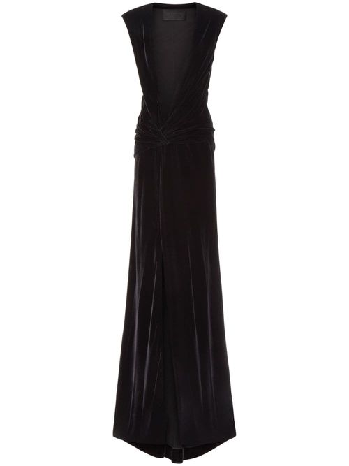 Twist velvet gown - Black