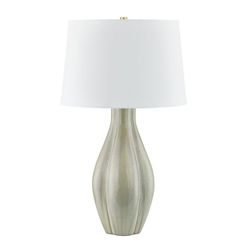 Aged Brass Ceramic Coastal Green Table Lamp from the Galloway Collection