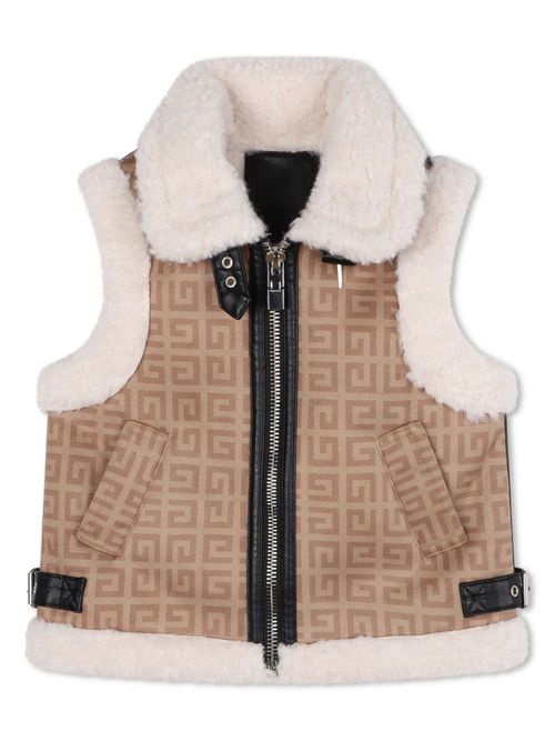 4G-print zipped vest - Neutrals