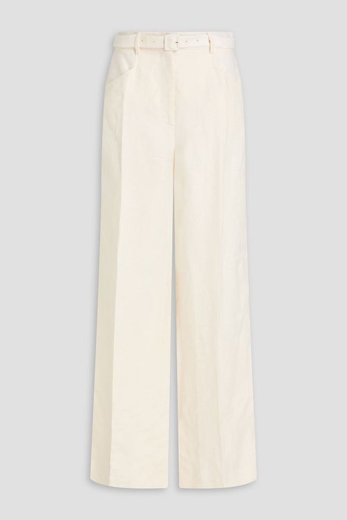 Norman belted linen-twill straight-leg pants - White - IT 42