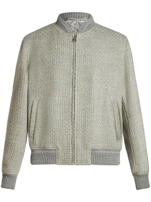 Zip-up wool bomber jacket - Neutrals