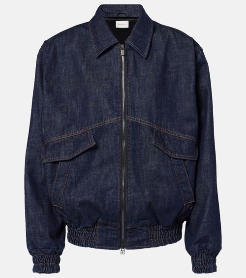 Oversized denim bomber jacket
