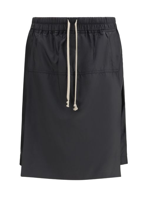 Kilt-Style Nylon Bermuda — Black