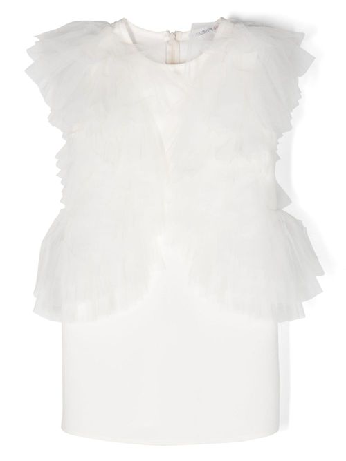 Ruffled sleeveless dress - White