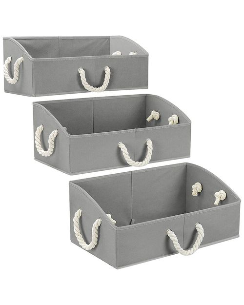 Sorbus Set of 3 Fabric Storage Baskets with Cotton Rope
