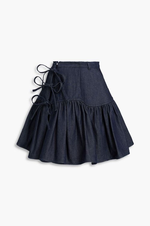 Oprah tie-detailed denim skirt - Blue - UK 12