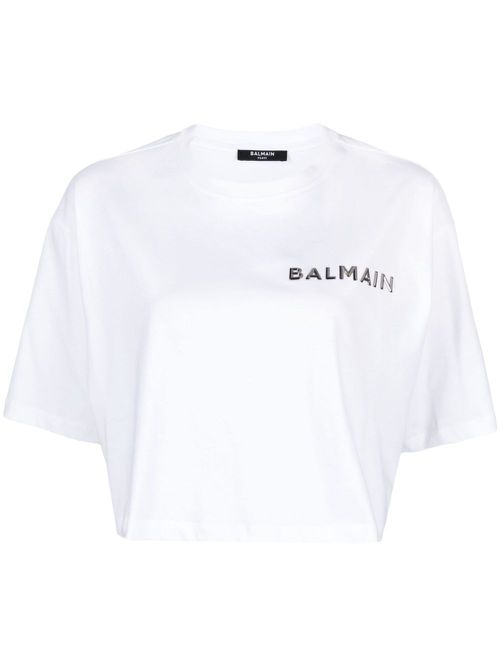 Logo-appliqué crop top - White