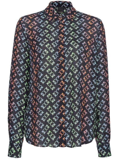 New Nora Love Birds-pattern shirt - Black
