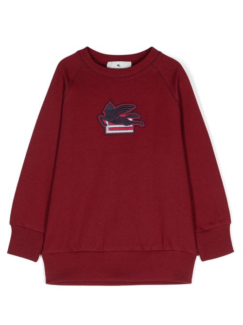 Pegaso embroidery cotton sweatshirt - Red