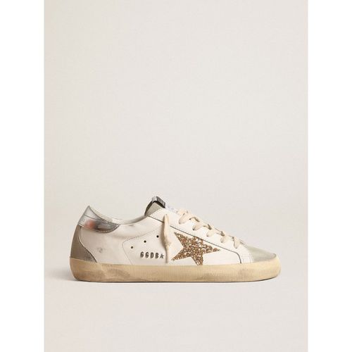 Golden Goose - Women's Super-star With Gold Glitter Star And Ice-gray Suede Inserts, Woman