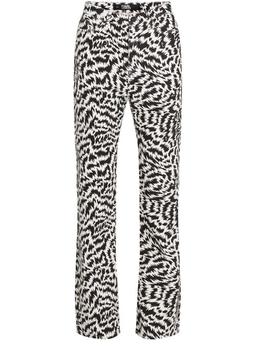 Abstract-print high-rise straight-leg jeans - Black