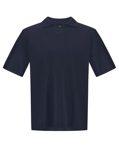 Dark Blue Solid Shirt Collar Polo