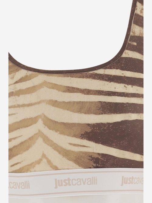 Zebra-Stripe Stretch Jersey Tank Top — Brown