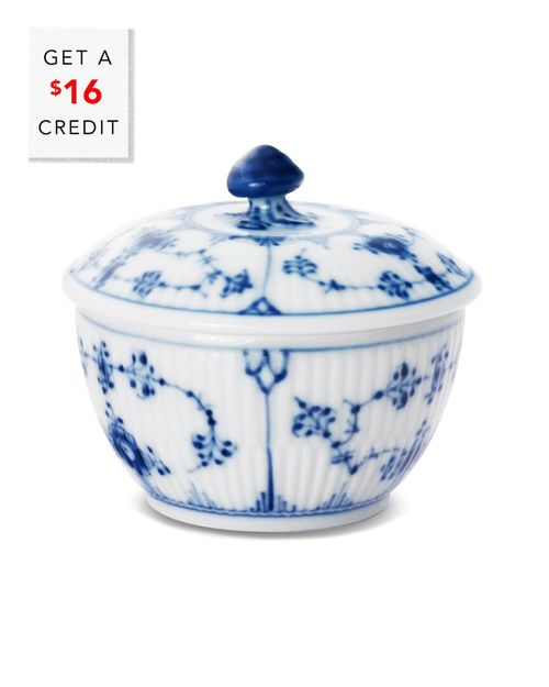 Blue Fluted Plain Sugar Bowl With $16 Credit