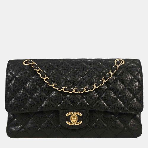 Chanel Classic Double Flap Medium Black Leather Shoulder Bag