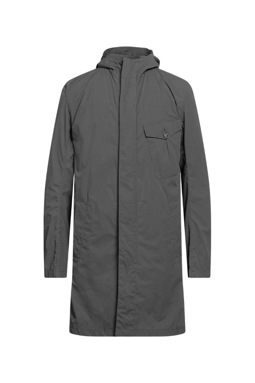 Nylon Raincoat Coat — Gray