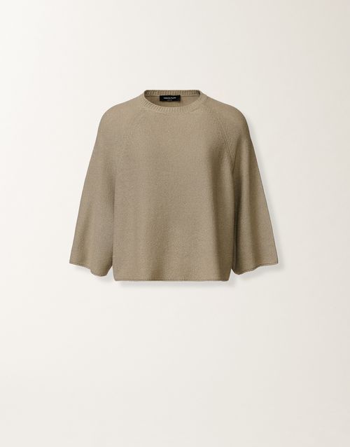 Cotton and linen cape with sequins, khaki