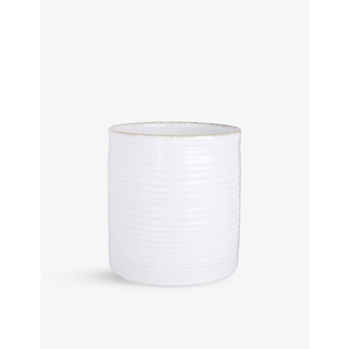 The White Company | White Ribbed Small Stone Plant pot 13cm x 13cm | Realry