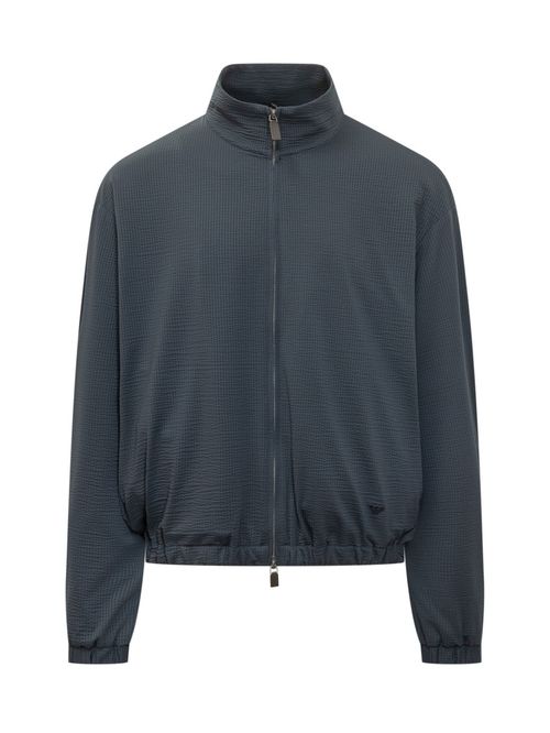 Dark Blue Mock Collar Jacket