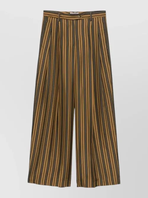 Alberto Biani - silk trousers wide leg striped tailoring