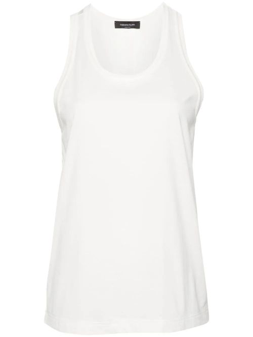 Panelled Cotton Tank Top — White