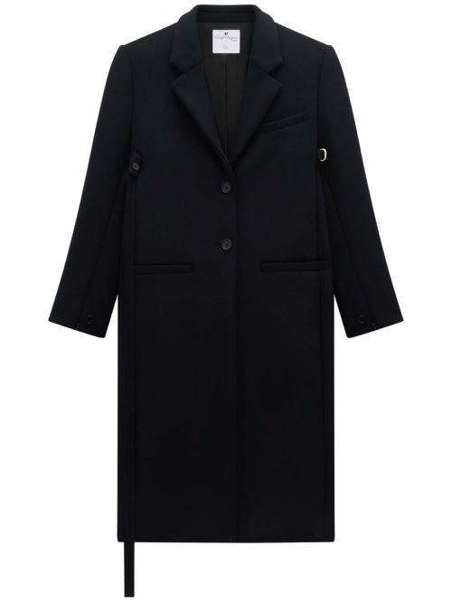 Strap-detail single-breasted coat - Black