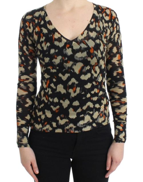 Leopard-Print Virgin Wool Sweater — Black