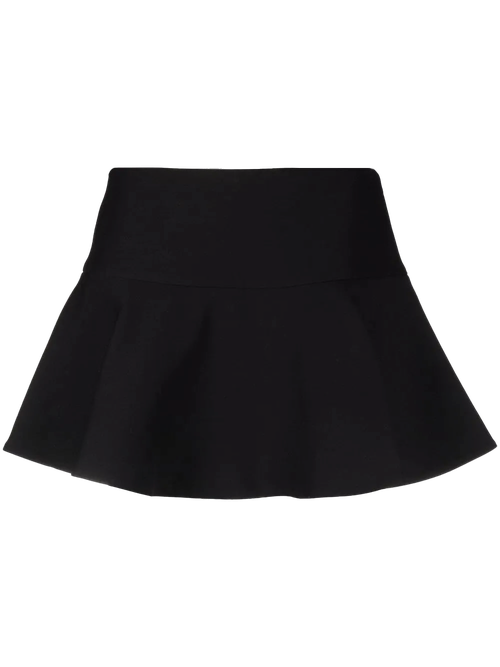 Flared Virgin Wool-Silk Blend Mini Skirt — Black