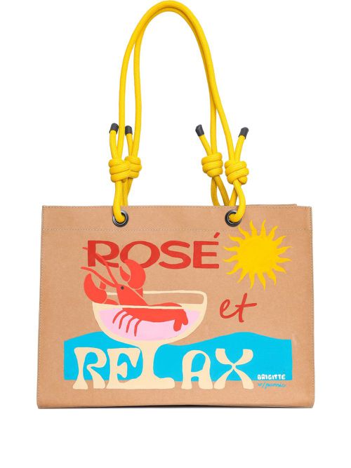 Brigitte graphic-print beach bag - Neutrals
