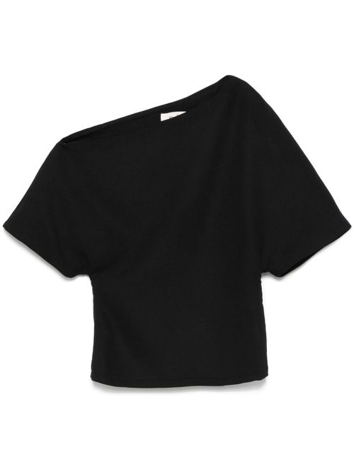 Asymmetric-neck blouse - Black