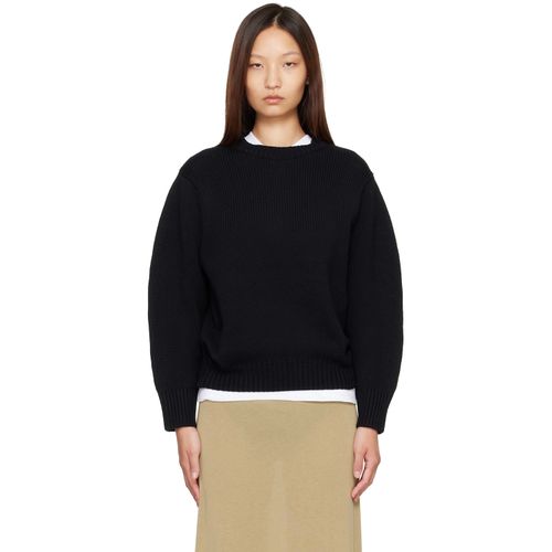Black Oversized Crew Knit Sweater