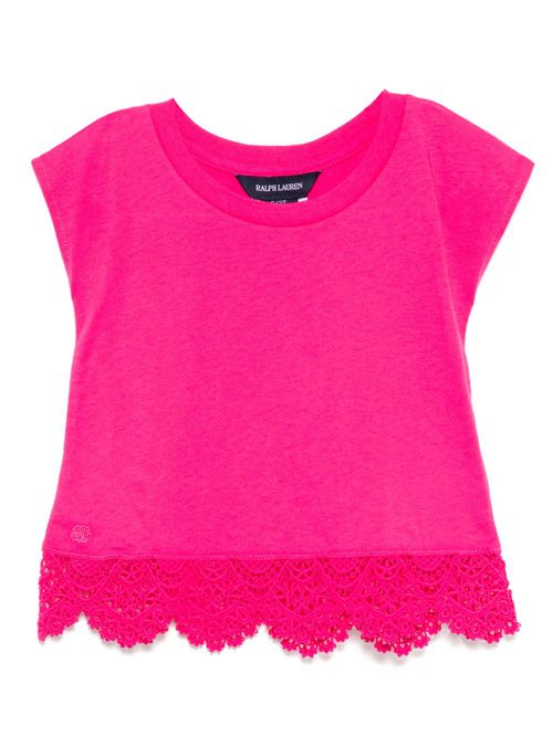 Lace trim T-shirt - Pink