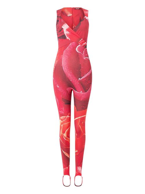 Roberto Cavalli rose-print jumpsuit - Red
