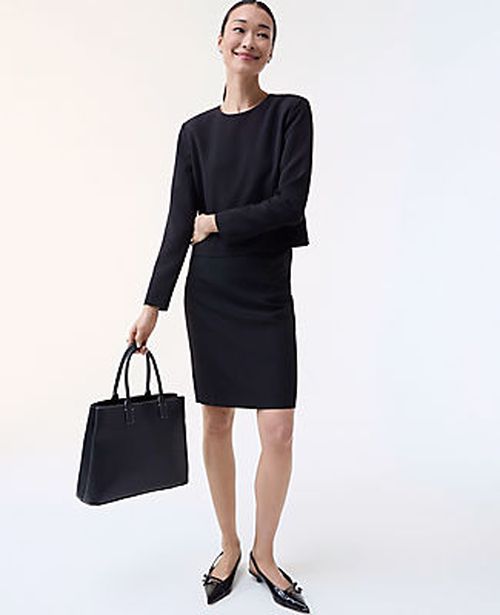 Ann Taylor The Pocket Midi Skirt in Fluid Crepe