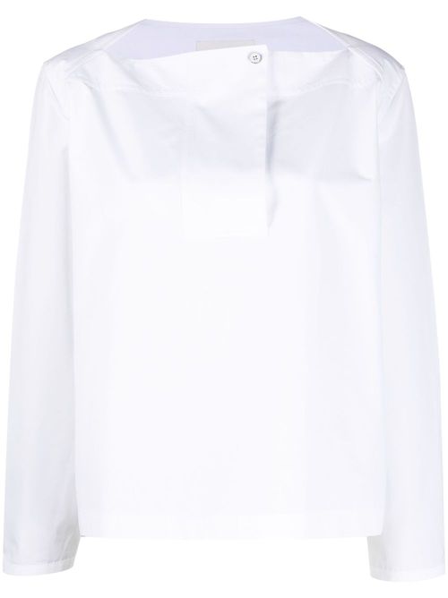 Long-sleeved cotton blouse - White