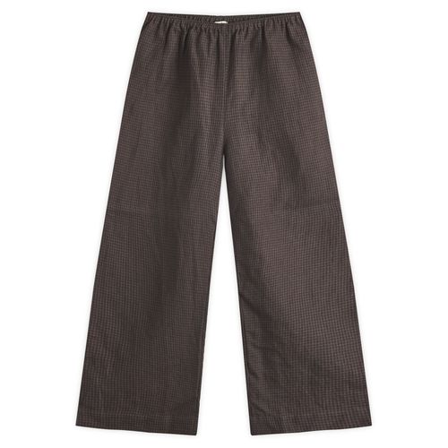 Women's Linen Ease Trouser in Slate Check
