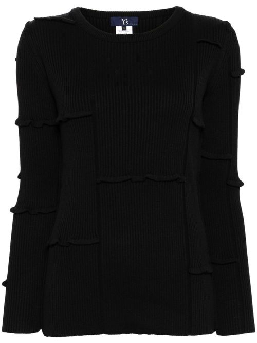 Ribbed-knit long-sleeved jumper - Black