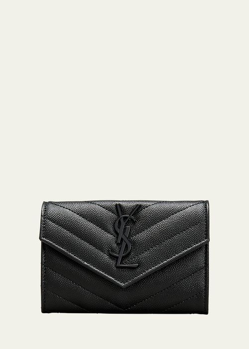 YSL Monogram Small Flap Wallet in Grained Leather