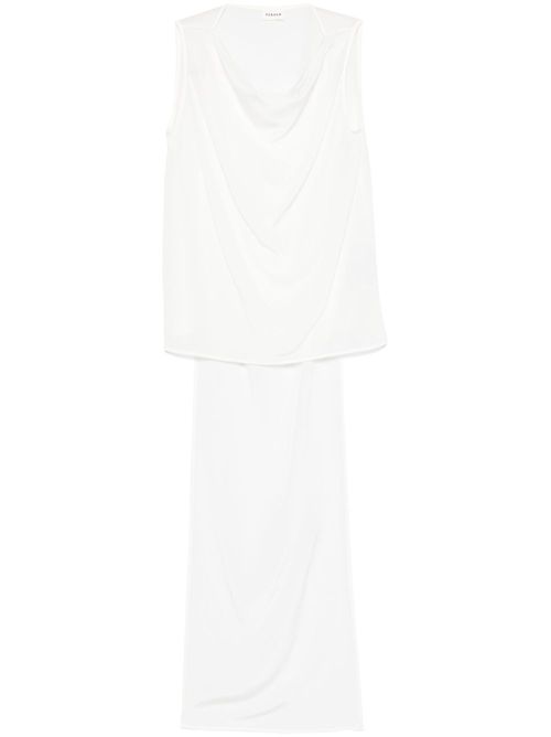 Silk Cowl Neck Tank Top — White