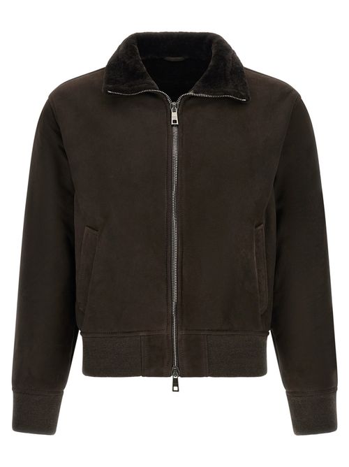 Brown Solid Shirt Collar Jacket