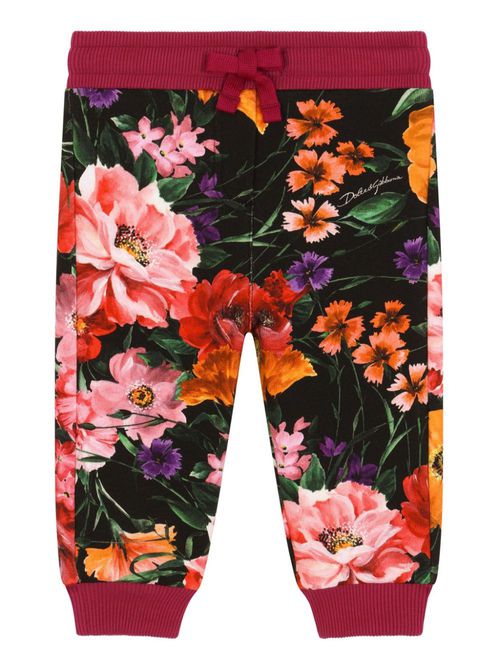 Floral-print track pants - Black