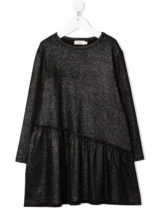 Metallic-effect ruffled dress - Silver