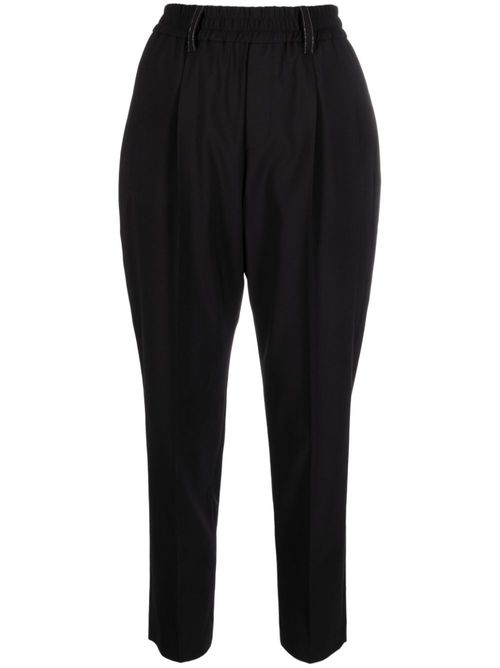 Cropped tapered trousers - Black