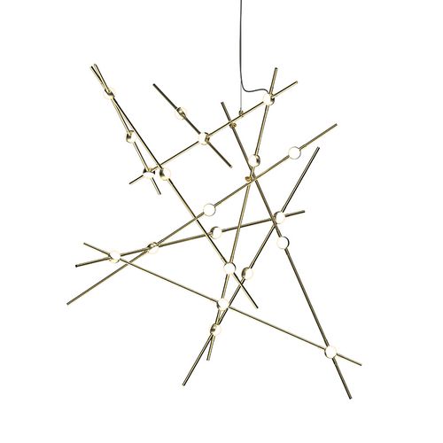 Satin Brass LED Lantern from the Constellation Collection