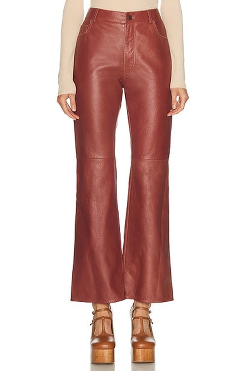Chloe Slouch Lambskin Pant in Tawny Red - Rust. 40 also in
