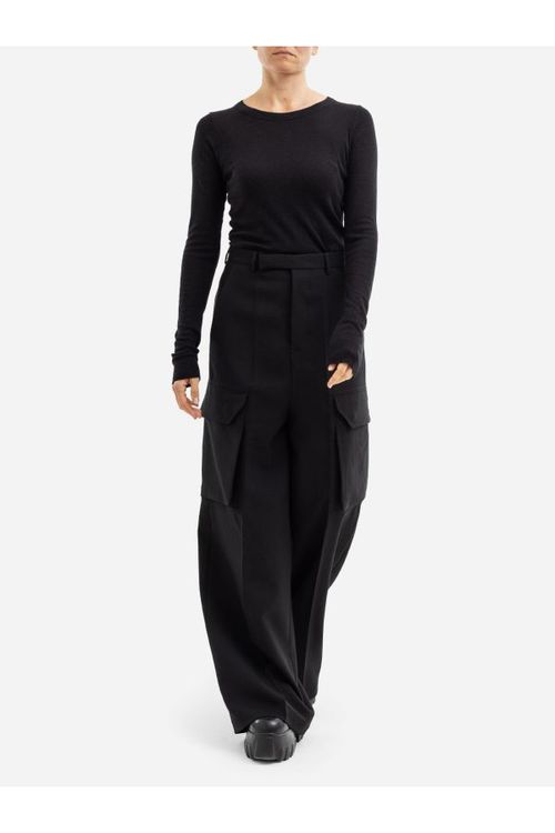Voluminous High-Waist Cargo Cargo Pants — Black