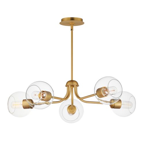 Natural Aged Brass Five Light Chandelier from the Knox Collection